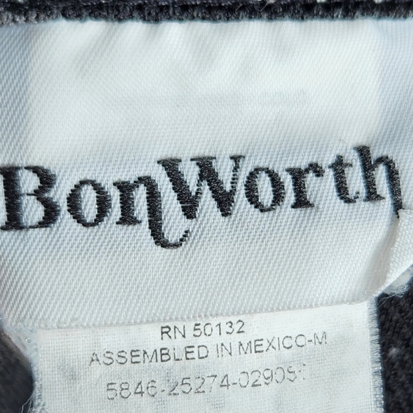 Bon Worth Black w/ White Butterfly Embroidered Graphic Short Sleeve Top Medium - Picture 8 of 10